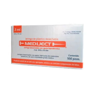 Jeringa Desechable MEDIJECT 3ml 25G x 16mm Caja 100 Piezas