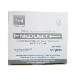 Jeringas Desechables 1ml 27G x 13mm Mediject