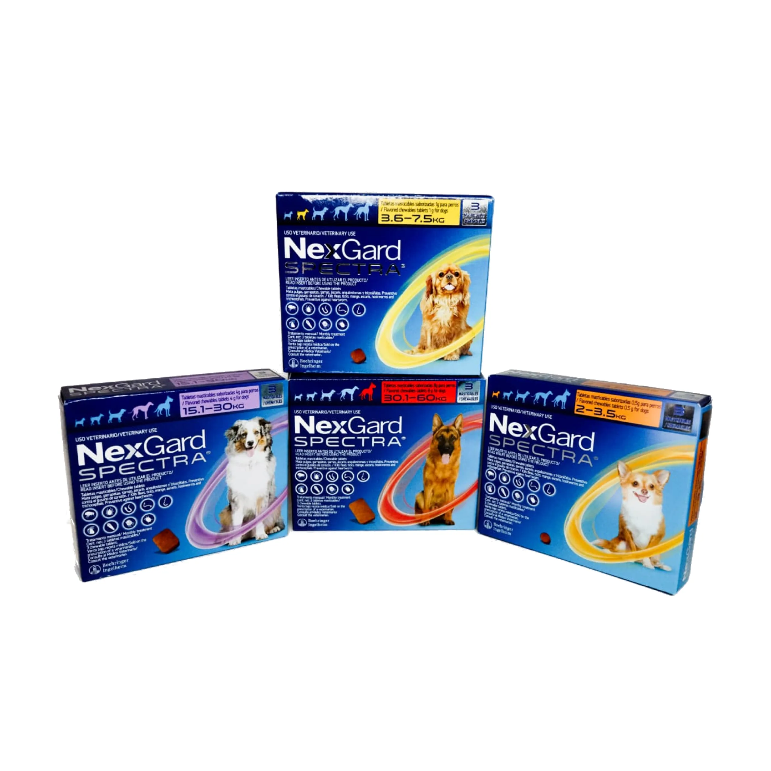 NexGard Spectra para Perros | Antipulgas, Garrapatas y Desparasitante Interno - 3 Tabletas