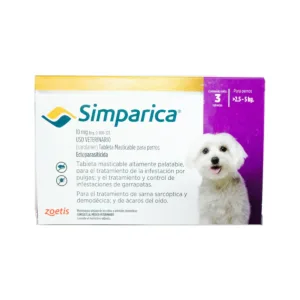 Simparica 10 mg 3 Tabletas | Sarolaner para Perros 2.5-5 kg - Zoetis